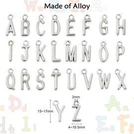 Stiesy 130Pcs 26 Styles Tibetan Silver Letter Charms Vintage Uppercase Alphabet Charms Antique Style Dangle Charms for Jewelry Making DIY Crafts Gift