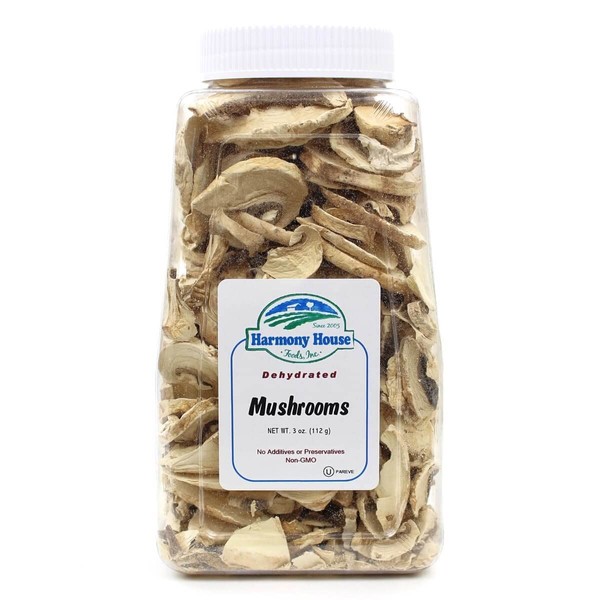 Harmony House Foods Dried Mushrooms, Sliced (3 oz, Quart Size Jar)