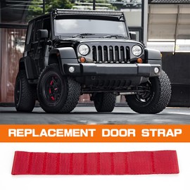 Guteauto Door Strap for Jeep TJ JK JKU JL JLU, Door Check Straps for Jeep Wrangler, Heavy Duty Adjustable Door Limiting Check Strap, Red, Set of 2
