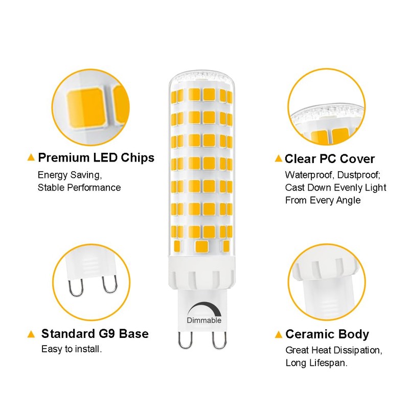 Yosenmi Dimmable G9 LED Bulb 8W, 75W G9 Halogen Bulb