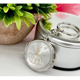 YRP 12X Quinceanera Gold Compact Mirror Keychain Recuerdos de Sweet 15 Princess Party Favor