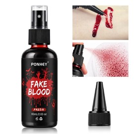 Halloween Fake Blood Spray with Replaceable Tip, Washable Realistic SFX Makeup, Zombie Vampire Monster Cosplay Costume Blood for Face, Body & Clothes (Fresh, 2.03oz)