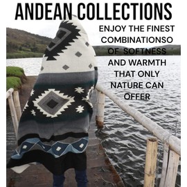 Alpaca Wool Blanket, Queen Size 100"x83", Reversible 2 in 1, Thick and Ultra Soft, Hypoallergenic, Non-Itchy, Handmade in Ecuador. Premium Alpaca Wool Thtow Blanket for Cozy Comfort. Blue