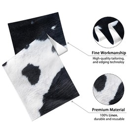 Linen Cow Print Table Runner 13x71 Inch Farmhouse Western White Black Cowhide Runners Table Decorations Rustic Coffee Table Runner for Home Kitchen Dining Room
