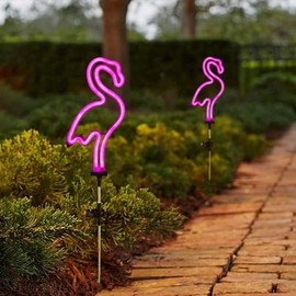 YZYOE 2 Packs of LED Solar Powered Flamingo Lights, Beautiful Outdoor Courtyard Decoration lamp, Wireless Dusk to Dawn Waterproof Garden Road Landscape Lights.