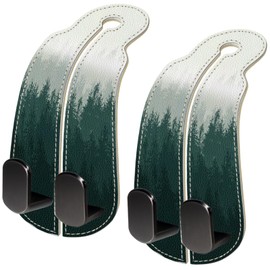 Blusabaca 2PCS Car Seat Back Storage Headrest Hooks, Forest Trees Purse Holder Bags Hanger, PU Leather Double Metal Hook for Backseat Organizer, Women Car Accessories Organization