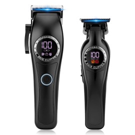 Qreeyx Professional Hair Clippers for Men, 2-in-1 Clipper and Trimmer Set with 7200RPM Motor, Cordless Hair Cutting Kit with LED Display, Adjustable Length Beard Trimmer for Barbers or Home, Mens Gift