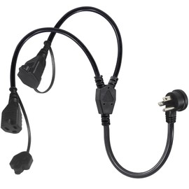 wininks NEMA 5-15P to 2 X NEMA 5-15R Y Splitter Power Cord, 2.5FT 1 Male to 2 Female Splitter 2 Ways Extension Power Cord, 45 Degree Plug 3 Prong Outlet Supply Cable for Indoor/Outdoor