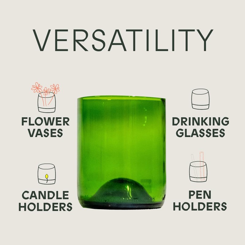 IWAS Upcycled Green Drinking Glasses | 250 ML | 8.45