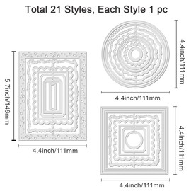 INFUNLY Pack of 3 Frame Cutting Dies for Card Making, Label Cutting Dies Round Square Rectangular Frame Cutting Dies Layer Background Lace Cutting Dies for DIY Scrapbooking and Photo