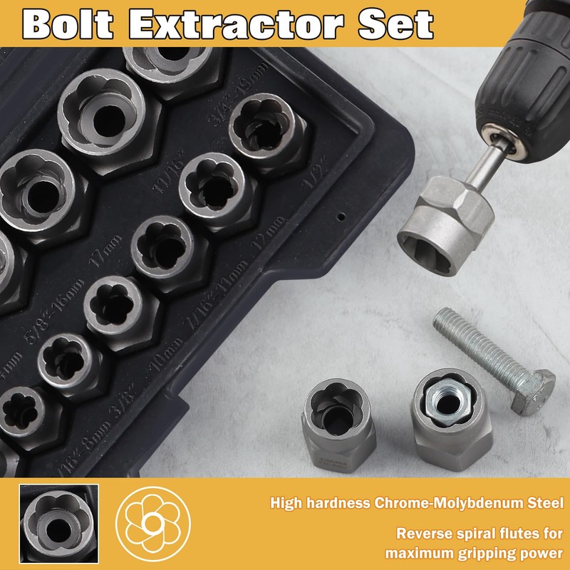 LEONTOOL Bolt & Nut Removal Set, Nut Socket Set, Twist