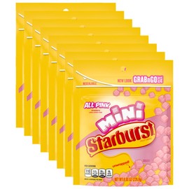 STARBURST Candy Bulk - Minis All Pink Fruit Chews, Pink Snacks, 8oz (Pack of 8)