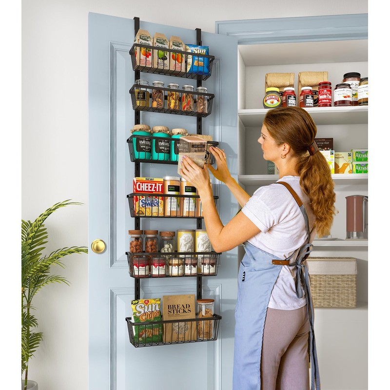 Mefirt 12 Inch Wide Narrow Over The Door Pantry Organizer,