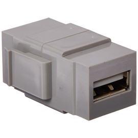 Leviton QuickPort USB connector, Feed-Through, 40835-G, Grey