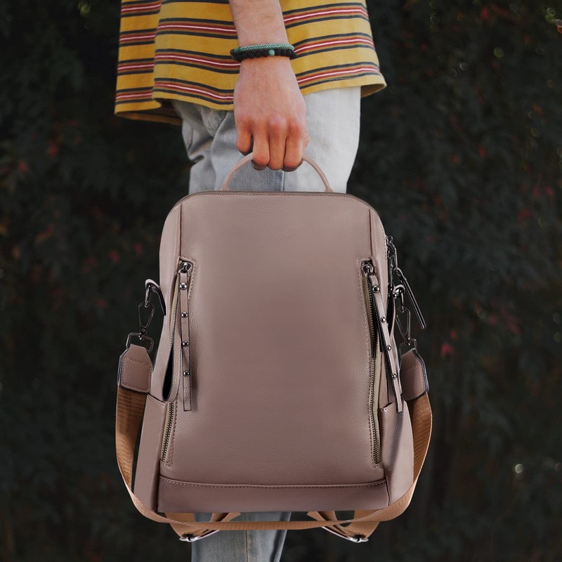 HAWEE Women's Backpack Soft PU Leather School Backpack Anti-Theft Daypack