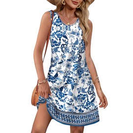 OFEEFAN Resort Wear for Women 2026 Beach Dress with Pockets Travel Summer Dress Floral 2XL