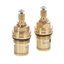 ULTECHNOVO Brass Bathroom Sink Faucet Valve Stem - 2Pcs Hot/Cold Ceramic Disc Stem Quarter Turns 1/2,50mm x 10mm Spline Length 20 Teeth Bathroom Faucet Replacement