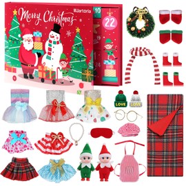 MJartoria Calendario de Adviento 2024 para niñas y niños, accesorios de Navidad para muñecas de elfo, ropa de Papá Noel para calendario de Adviento de elfos, 24 días de cuenta regresiva de Navidad,