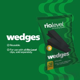 RioLevel Tile Leveling System Clips | 250 PCS | 1/32"(1mm), 1/16" (1.5mm), 1/8" (3mm) | Easy to Use, No Breakage, Easy Removal, Perfect for DIY & Pros (Black, Part B: Wedges)