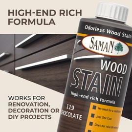 SamaN Interior Water Based Wood Stain - Natural Stain for Furniture, Moldings, Wood Paneling, Cabinets (Chocolate TEW-119-12, 12 oz)