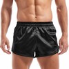 AMY COULEE Mens Satin Shorts Silk Boxers Sexy Split Side