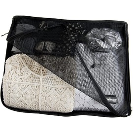 Compactor Travel Bag with Zip, Polyester with Mesh Cover, 45 x 35 x 8.5 cm, Black, RAN7206