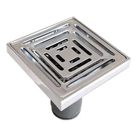 MOEN Coladera Cuadrada De Rejilla 4" con Trampa Antiolores Acero Inoxidable Acabado Cromo