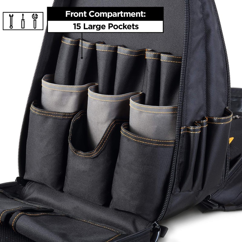 STEELHEAD 48-Pocket Heavy-Duty Tool Backpack, Padded Back Support, Reinforced Bottom,