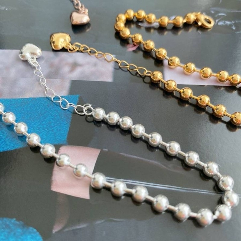 925 silver 18k silver bracelet chubby heart ball bracelet silver