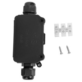 xuuyuu IP66 Waterproof Junction Box 2-Way Black Waterproof Dustproof 450V Max 24A Fireproof Material High Quality Nylon for Hotel, Factory and Airport 4-8mm with 2 Terminals and 2 Screws