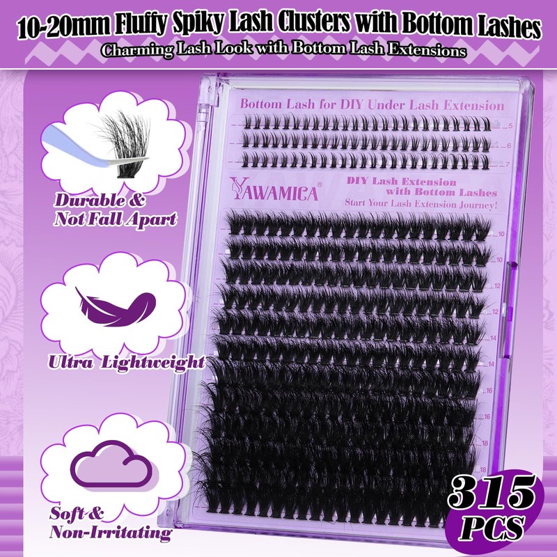 Yawamica Cluster Eyelash Extensions Fluffier Lash Clusters with Bottom Lashes