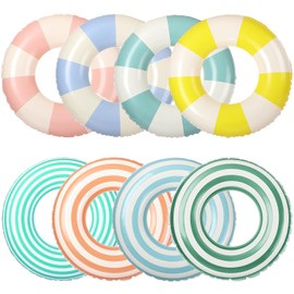 Libima 8 Pcs Inflatable Pool Floats for Kids, Swimming Rings Swim Tube Pool Rings Floaties for Adults Hawaiian Beach Party Decorations(Lollipop,29.5 Inch)