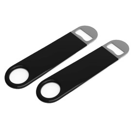 Soro Essentials- 7” Stainless Steel Flat Bottle Opener Black Color Set of 2- Heavy Duty Bartender Bottle Opener Beer Bottle Opener for Party Kitchen Bar and Restaurant