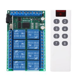 8 Channel Remote Control Module 100M Remote Control with Fixed Coding Wireless Remote Control Switch Multifunctional Relay Module (24V)