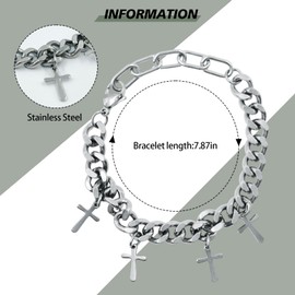 Armband mit Kreuz, Armbänder Für Herren Armband Männer Edelstahl Armband Herren, Toller Schmuck insbesondere als Geschenk zur Kommunion für Herren Mädchen