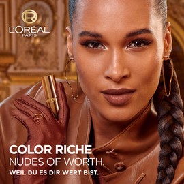 L'Oréal Paris Lipstick for a Silky Finish and 12 Hours of Moisture, 75% Nourishing Ingredients, Color Riche Satin Nude, 601 Worth It 4 g