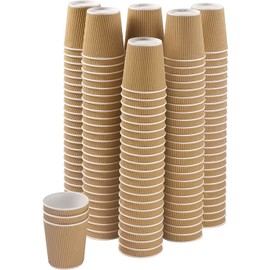 Best House EcoWise Disposable Coffee Cups 12 Oz/340 ml Brown Ripple Wall Design,100% Natural and Recyclable, Eco-Friendly Drinking Cups Great for Hot Coffee, Tea & Cold Drinks (Pack of 100)