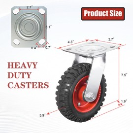 6 Inch Caster Wheels, Casters Set of 4 Heavy Duty, Industrial Castors for Moving Needs, Plate Castor Wheels Perfect for Furniture, Equipment (6INCH 2*Swivel+2*Fixed)