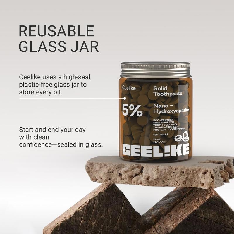 CEELIKE Solid Toothpaste – Fluoride-Free, Eco-Friendly, Portable, Long-Lasting Fresh Breath