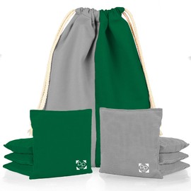 Play Platoon Professional Cornhole Bags - Set of 8 Regulation All Weather Two Sided Improved Bean Bags for Pro Corn Hole Game - 4 Kelly Green & 4 Gray