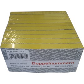 Double Number Block 1000 Tears No. 1001-2000 Yellow