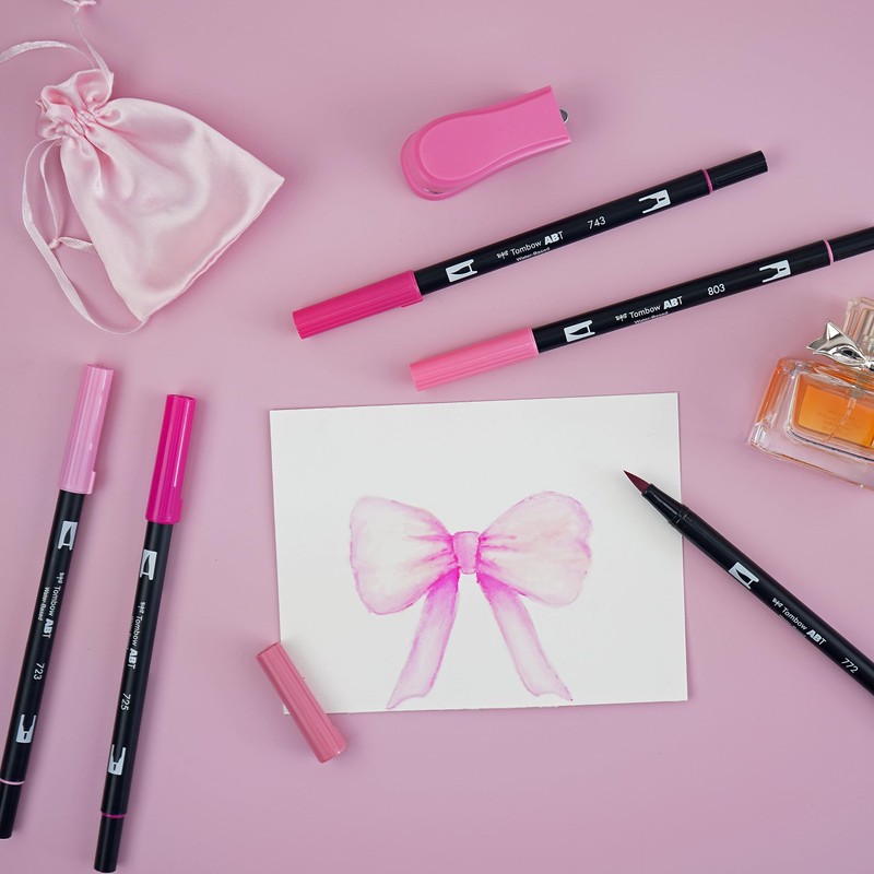 Tombow ABT Dual Brush Pen, Pink Edition, Pen with Two