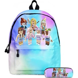 2Pcs Kid Bookbags Set Cartoon Game Backpack with Pencil Case for School Outdoor Travel Camping Picnic Birthday Christmas Gift