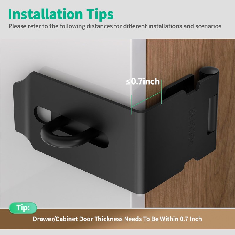 YogePote 90 Degree Hasp Latch, Heavy Duty 304 Stainless Steel