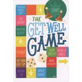 Pictura The Get Well Game: Game Board with Dice and Game Pieces Get Well Card