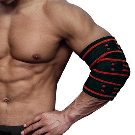 MANUEKLEAR Elbow Sleeves for Weightlifting, Elbow Compression Sleeves for Men, Adjustable Elbow Wraps for Weightlifting, Supportive Elbow Straps Brace for Lifting Weight Bodybuilding Powerlifting