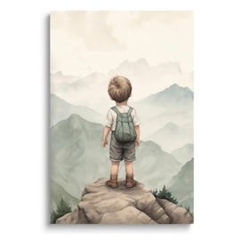 SKYSUKEY Baby Boy Nursery Wall Decor, Boy Adventure Toddler Room Decor, Adventure Nursery Decor, Watercolor Mountain Wall Art Nursery Decor, Nature Nursery Decor, Woodland Nursery Decor, Baby Room Decor for Boy, Framed 12x16 Inch