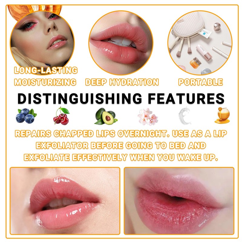 Bee Lip Balm Honey Pot Set, 6PCS Moisturizing Mask for