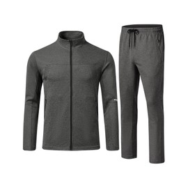 BGOWATU Men's Track suits set Sweatsuits Athletic Casual Sports Running Full Zip 2 Piece Outfits Dark Grey M