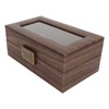 3 Slot Watch Display Case Wood Detachable Pillow Glass Cover